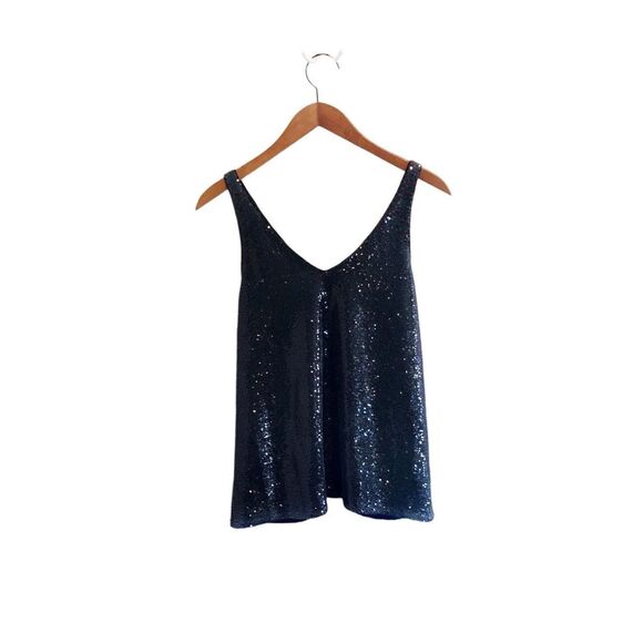 Michael Stars V Neck Sequin Tank - Picture 1 of 8